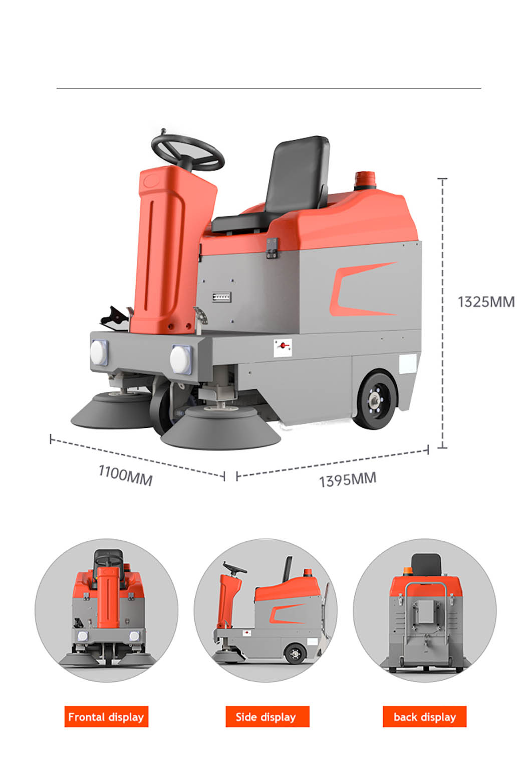R-S1 Electric Compact Ride On Street Floor Sweeper Floor Cleaning Machine3
